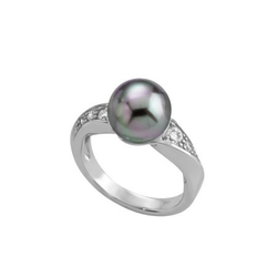 Ženski majorica ceres sivi srebrni biserni prsten sa kristalima 12mm 55 mm ( 12577.03.2 915.010.1 )