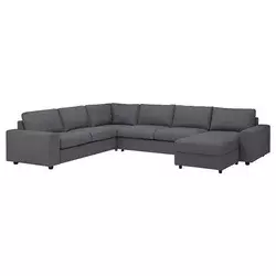 VIMLE Ugaona sofa ležaj i lenjivac, 5-sed, sa širokim rukohvatima/Gunnared zagasitosiva
