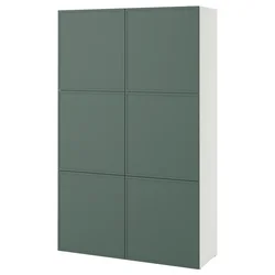 BESTA Kombin. odlaganje s vratima, bela/Krukmakare tamnosiva-zelena, 120x42x193 cm