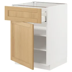 METOD / MAXIMERA Podni element s fiokom/vratima, bela/Forsbacka hrastovina, 60x60 cm
