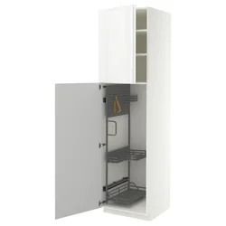 METOD Visoki element-ostava, bela/VOXTORP bela visokog sjaja vertikalna ručka, 60x60x220 cm