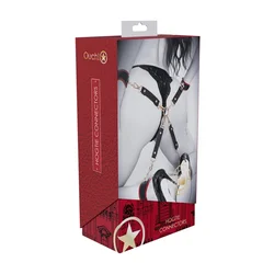 Ouch! Milan Collection 4-Way Hogtie Connectors Black/Red - Bonded Leather OU966BLKRD