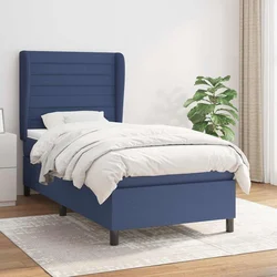 Vidaxl Box spring postelja z vzmetnico modra 90x200 cm blago