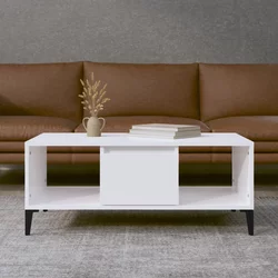 vidaXL Klubska mizica visok sijaj bela 90x50x36,5 cm inženirski les