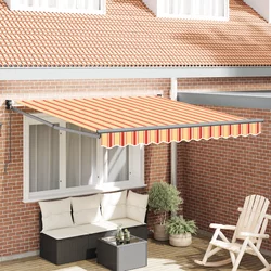 vidaXL Ročna zložljiva tenda Rumena in Oranžna 300x250 cm