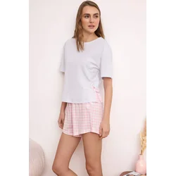Trendyol Milla ženski set pidžama Thmss26Pt00099, bela-roza