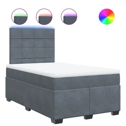 Vidaxl Box spring postelja z vzmetnico temno siva 120x200 cm žamet