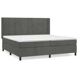 Vidaxl Box spring postelja z vzmetnico temno siva 200x200 cm žamet
