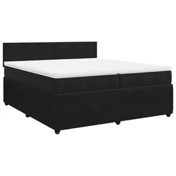 Vidaxl Box spring postelja z vzmetnico črna 200x200 cm žamet
