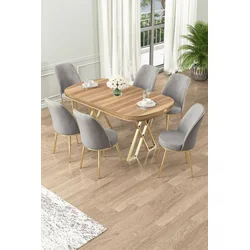 Hanah Home Set Trpezarijski sto i 6 stolica Lai, Sivi