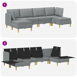 Modularni set sofe sa skladištem 6 pcs Svjetlosiva Tkanina