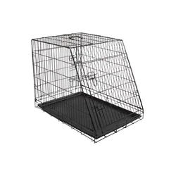Kavez za pse, Sklopiv, 2 vrata, 76x54x64 cm, Crni