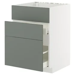 METOD / MAXIMERA Pod.element sudop. i 3front/2fioke, bela/Nickebo mat sivozelena, 60x60 cm
