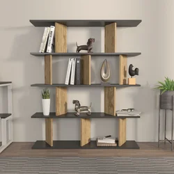Hanah Home Polica 120x141x24,6cm Crno-Hrast