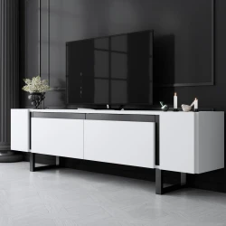 Hanah Home TV Komoda Yildiz, 180x50x30 cm, Belo-Crna