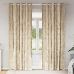 Baršunaste zavjese sa zavjesama 2 pcs Krema 225 x 140 cm Baršun