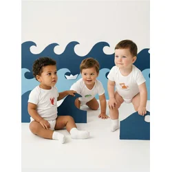 Sinsay - Pamučni bodi sa printom životinja 4 pack - belo