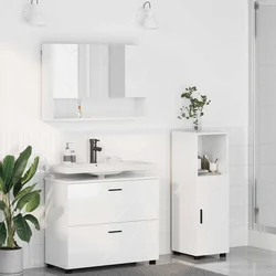 Set namještaja za kupaonicu s ladicama 3 pcs Visoki sjaj bijela