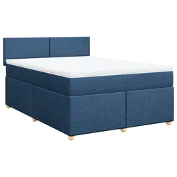 Vidaxl Box spring postelja z vzmetnico modra 160x200 cm blago