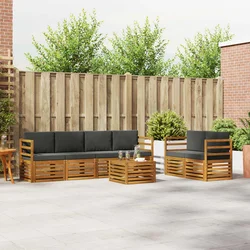 Set vanjskih sofa 7 pcs Prirodna i antracit Čvrsto drvo akacije