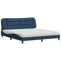Vidaxl Postelja z vzmetnico Hvar modra 180x200 cm blago