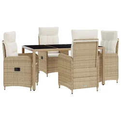 Vanjski set za objedovanje 5 pcs Bež i krem bijela