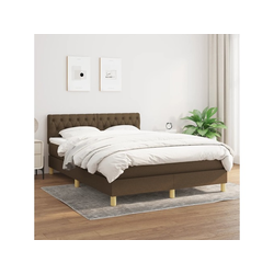 Den Box spring postelja z vzmetnico temno rjava 140x200 cm blago