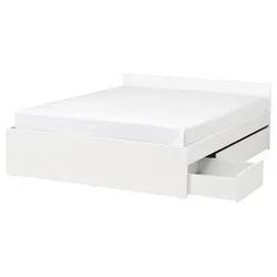 VIHALS Posteljni okvir z 2 predaloma, bela/Lindbaden, 180x200 cm