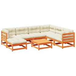 8-dijelni set vrtnih sofa s jastucima voštano smeđi od borovine