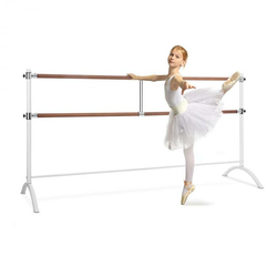 KLARFIT Barre Marie, dvostruka šipka za balet, 220 x 113 cm, 2 x 38 mm O, bijela