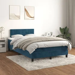 Greatstore Box spring postelja z vzmetnico temno modra 120x200 cm žamet