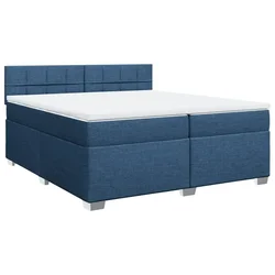 Vidaxl Box spring postelja z vzmetnico modra 200x200 cm blago