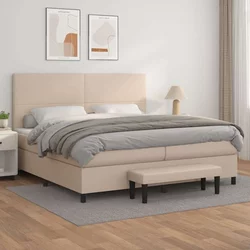 Vidaxl Box spring postelja z vzmetnico kapučino 200x200 cm um. usnje