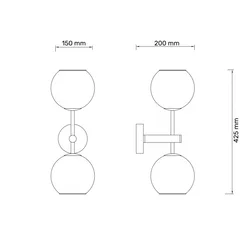 TALIA 33 ZIDNA LAMPA 2*E14 CRNA/BAKAR