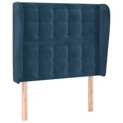 Vidaxl Vzglavje z ušesi temno modra 93x23x118/128 cm žamet