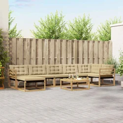 Set vanjskih sofa 8 kom. Bijela i bež Čvrsto drvo akacije