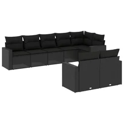 8-dijelni set vrtnih sofa od poliratana s jastucima crni