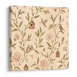 Slika pastelne ptice in potonike - 50x50