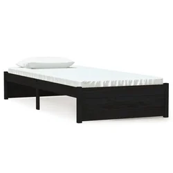 Vidaxl Posteljni okvir črn iz trdnega lesa 75x190 cm