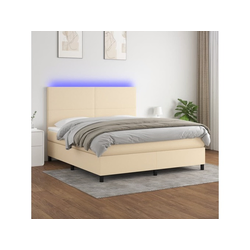 Den Box spring postelja z vzmetnico LED krem 180x200 cm blago