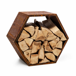 Blumfeldt Firebowl Hexawood Rust, stalak za drvo, šesterokutni oblik, 50,2 × 58 × 32 cm