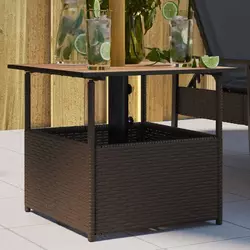 Vrtni stol s rupom za suncobran smeđi 55x55x46,5 cm poliratan