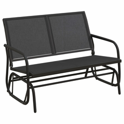 Vrtna klupa za ljuljanje crna 120,5x76x86,5 cm tekstil i čelik