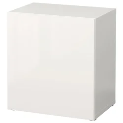 BESTA Spojene police s vratima, bela/Selsviken v. sjaj bela, 60x42x64 cm