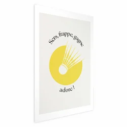 shumee Plakat - Badmintonska žogica na ozadju rumenega sonca