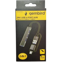 Gembird UHB-U3P4-06 ** Hub Tip-A+C, 3xUSB2.0, USB3.0, Aluminijumski