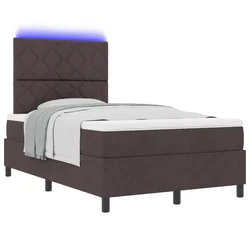 vidaXL vidaXL Postelja z vzmetnico in LED temno rjava 120x190 cm tkanina, (22083728)