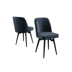 Hanah Home set trpezarijskih stolica Jiva 4 kom, antracit tkanina Babyface, crne metalne noge