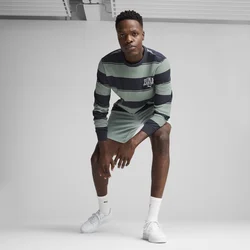 Mens Puma Class Striped Crew, Green, Size M, Clothing