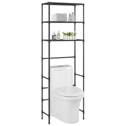 Stalak za pohranu iznad toaleta s 3 razine crni 53x28x169 cm